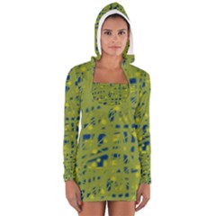 Green And Blue Women s Long Sleeve Hooded T-shirt by Valentinaart