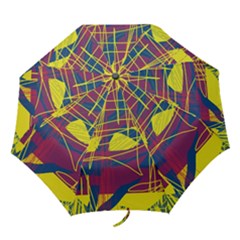 Yellow High Art Abstraction Folding Umbrellas by Valentinaart