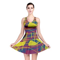 Yellow High Art Abstraction Reversible Skater Dress by Valentinaart