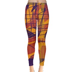 Orange High Art Leggings  by Valentinaart