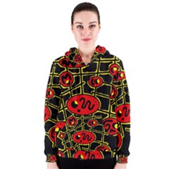 Red And Yellow Hot Design Women s Zipper Hoodie by Valentinaart