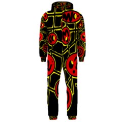 Red And Yellow Hot Design Hooded Jumpsuit (men)  by Valentinaart