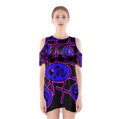 Blue And Magenta Abstraction Cutout Shoulder Dress by Valentinaart