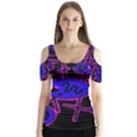 Blue and magenta abstraction Butterfly Sleeve Cutout Tee  View1