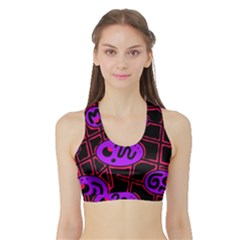 Purple And Red Abstraction Sports Bra With Border by Valentinaart