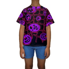 Purple And Red Abstraction Kid s Short Sleeve Swimwear by Valentinaart