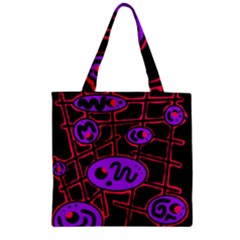 Purple And Red Abstraction Zipper Grocery Tote Bag by Valentinaart