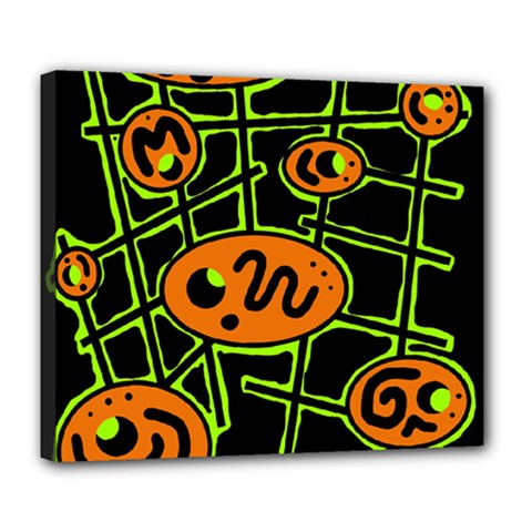 Orange And Green Abstraction Deluxe Canvas 24  X 20   by Valentinaart