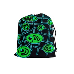 Green and blue abstraction Drawstring Pouches (Large) 
