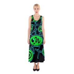 Green and blue abstraction Sleeveless Maxi Dress