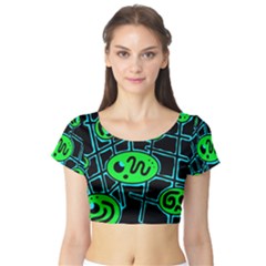 Green and blue abstraction Short Sleeve Crop Top (Tight Fit)