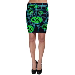 Green and blue abstraction Bodycon Skirt