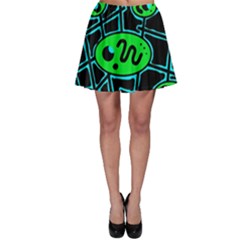 Green and blue abstraction Skater Skirt