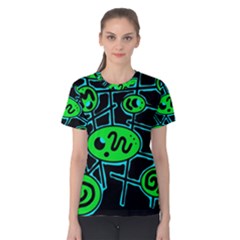 Green and blue abstraction Women s Cotton Tee