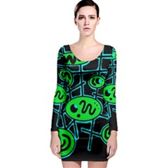 Green and blue abstraction Long Sleeve Bodycon Dress