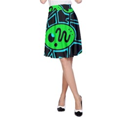 Green and blue abstraction A-Line Skirt