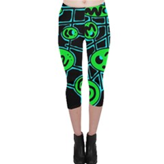Green and blue abstraction Capri Leggings 