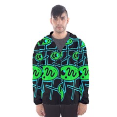 Green and blue abstraction Hooded Wind Breaker (Men)