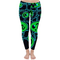 Green and blue abstraction Winter Leggings 