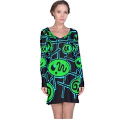 Green and blue abstraction Long Sleeve Nightdress