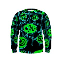 Green and blue abstraction Kids  Sweatshirt