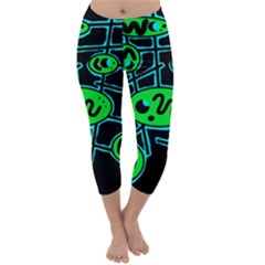 Green and blue abstraction Capri Winter Leggings 
