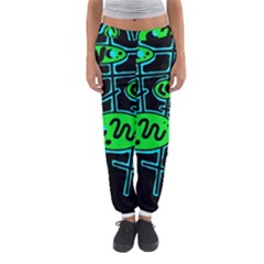 Green and blue abstraction Women s Jogger Sweatpants