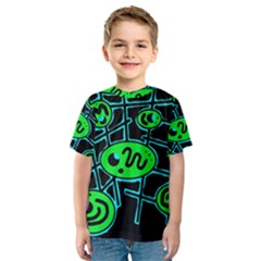 Green and blue abstraction Kid s Sport Mesh Tee