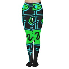 Green and blue abstraction Women s Tights