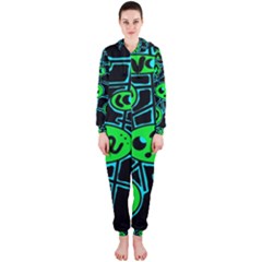 Green and blue abstraction Hooded Jumpsuit (Ladies) 