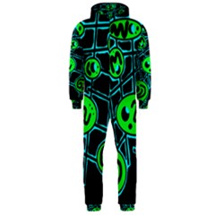 Green And Blue Abstraction Hooded Jumpsuit (men)  by Valentinaart