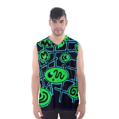 Green and blue abstraction Men s Basketball Tank Top