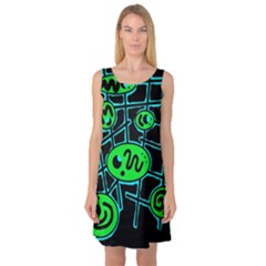 Green and blue abstraction Sleeveless Satin Nightdress