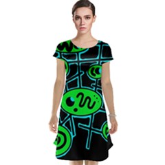 Green and blue abstraction Cap Sleeve Nightdress