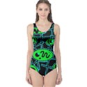 Green and blue abstraction One Piece Swimsuit View1