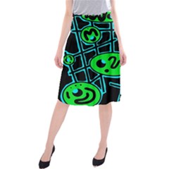 Green and blue abstraction Midi Beach Skirt