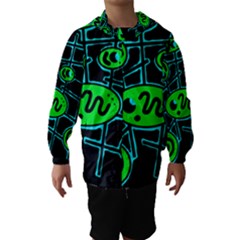 Green and blue abstraction Hooded Wind Breaker (Kids)