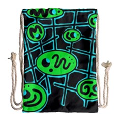 Green and blue abstraction Drawstring Bag (Large)