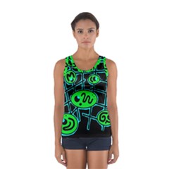 Green and blue abstraction Women s Sport Tank Top 