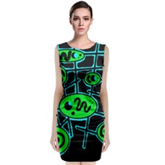 Green and blue abstraction Classic Sleeveless Midi Dress