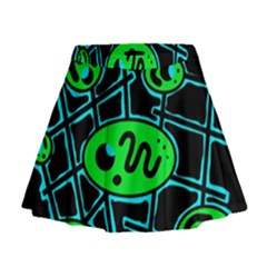 Green and blue abstraction Mini Flare Skirt