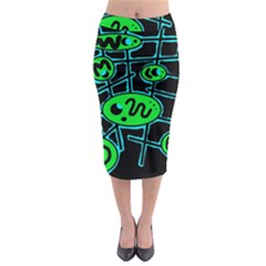 Green and blue abstraction Midi Pencil Skirt