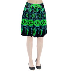 Green and blue abstraction Pleated Skirt