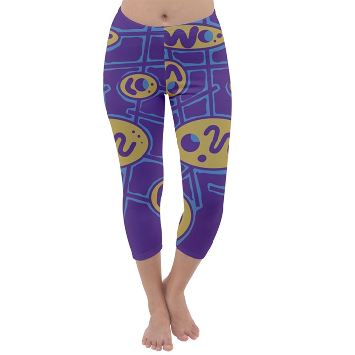 Purple and yellow abstraction Capri Winter Leggings 