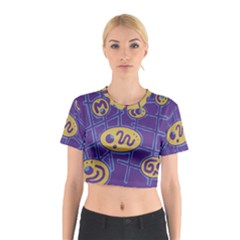 Purple And Yellow Abstraction Cotton Crop Top by Valentinaart