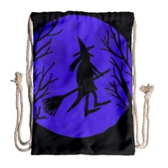 Halloween Witch - Blue Moon Drawstring Bag (large) by Valentinaart