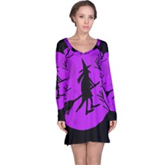 Halloween Witch - Purple Moon Long Sleeve Nightdress by Valentinaart