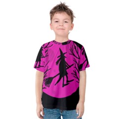 Halloween witch - pink moon Kid s Cotton Tee