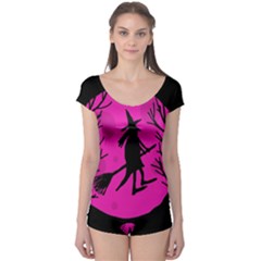 Halloween witch - pink moon Boyleg Leotard 