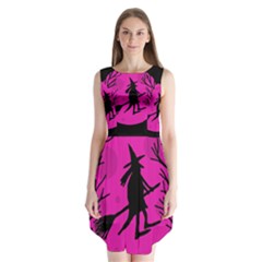 Halloween witch - pink moon Sleeveless Chiffon Dress  